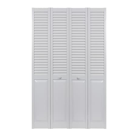 Perfectpatio 48 x 80 in. Seabrooke PVC Louver over Panel Bifold Door, White PE3034548